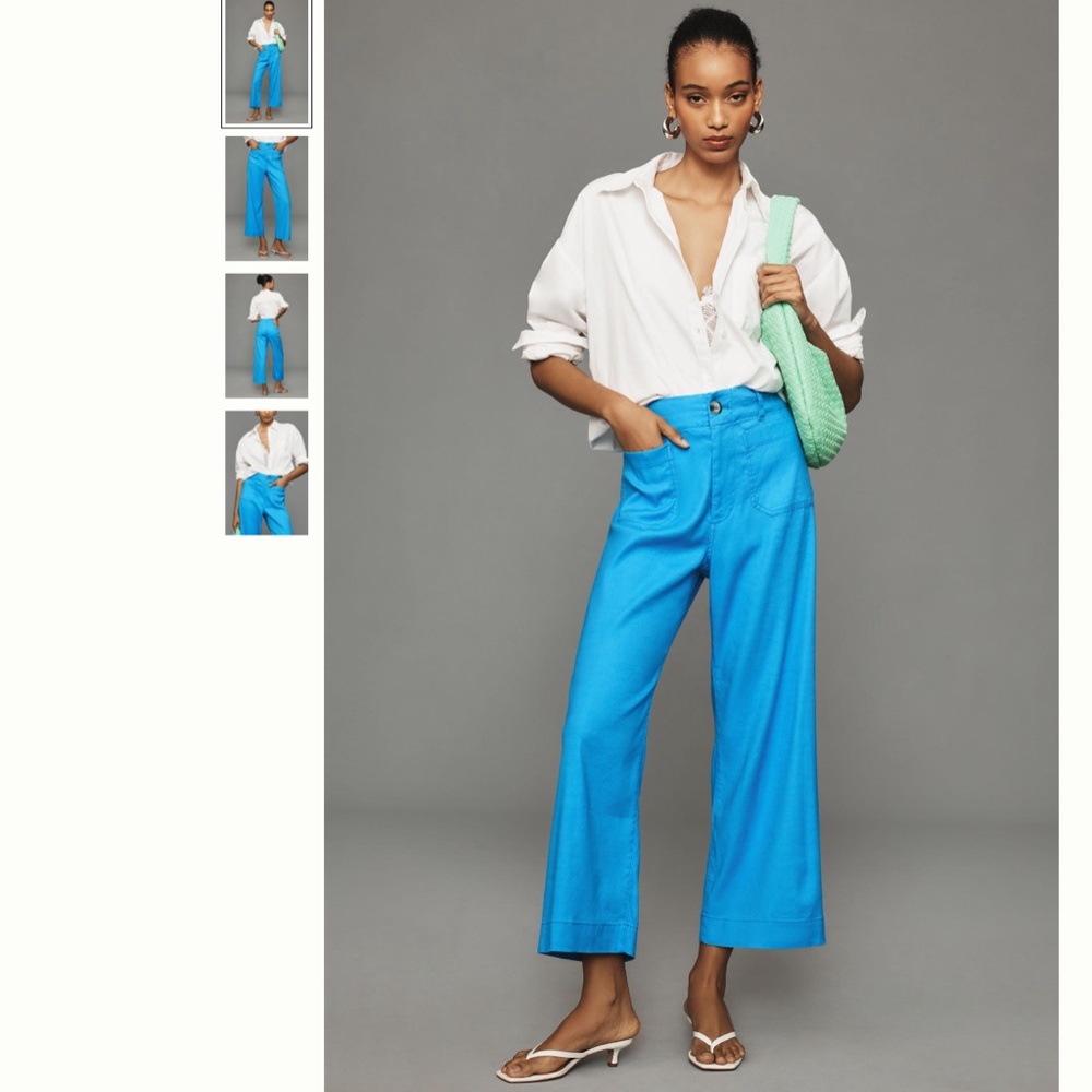 Anthropologie Bright Turquoise Wide-Leg Pants